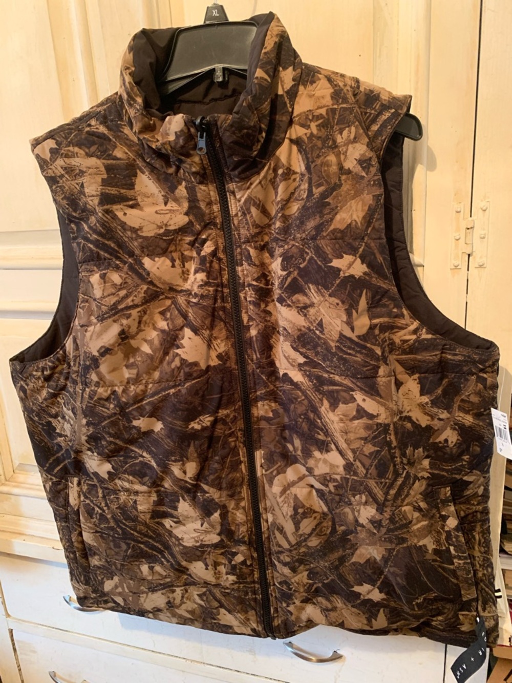 Edgar and Ash  Printed Puffer Vest - Brown Camo